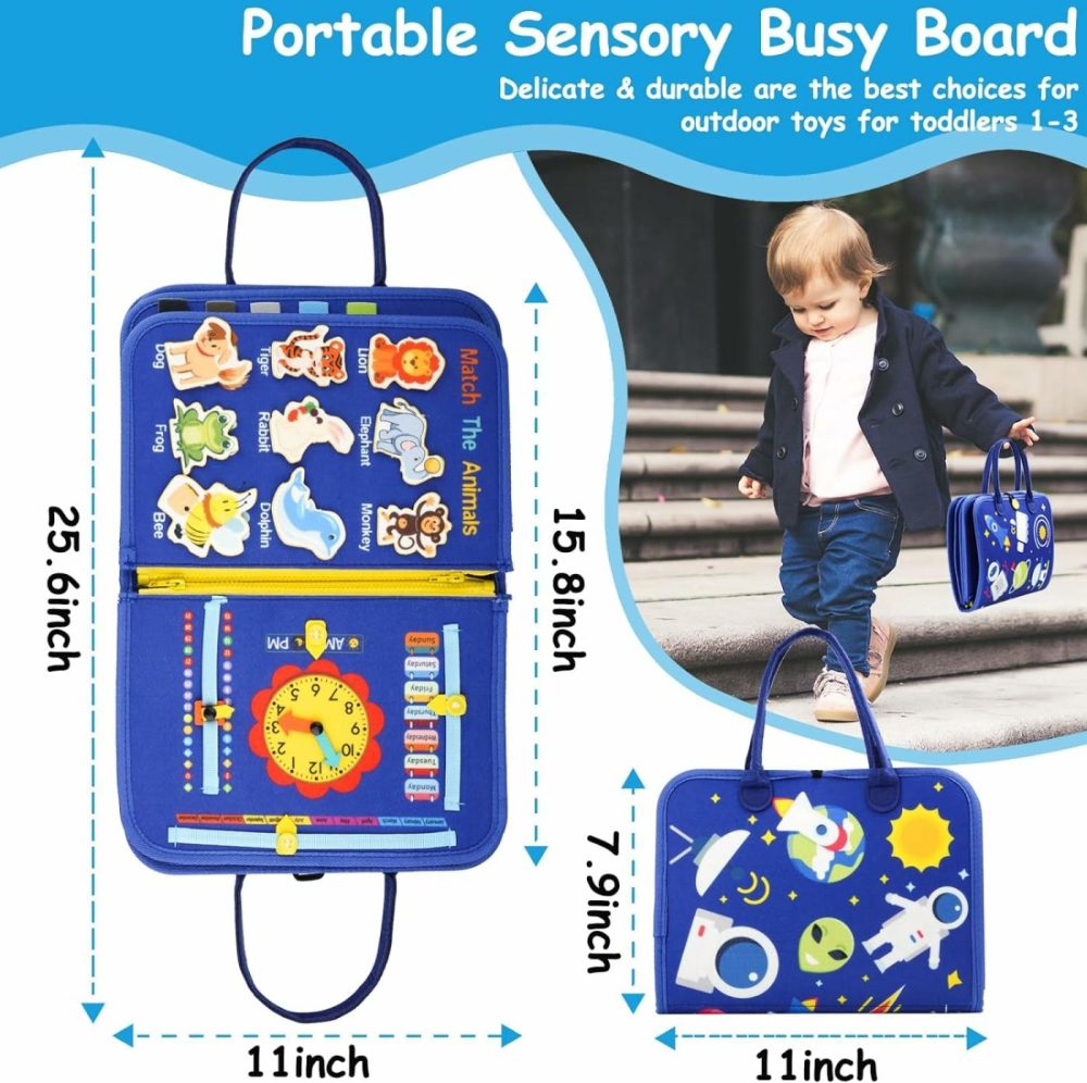 Busy Board 12 Pages  Montessori Sensory Toys For Toddlers 1 2 3 4 Year Old – Boys Girls Birthday Gifts  Travel Busy Book For Airplane Car  Educational Learning Activities For Ages 1-3  |  Sorting & Stacking Toys All Toys Sorting & Stacking Toys