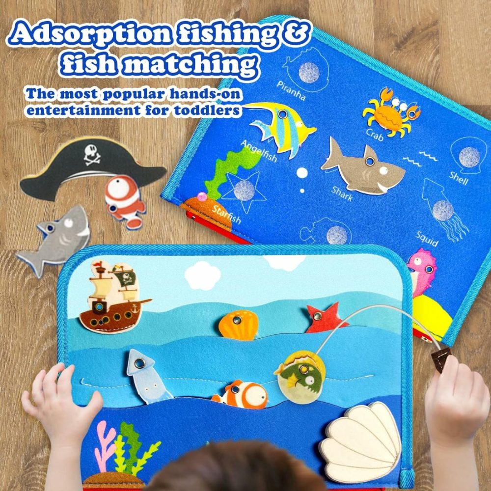 Busy Board For Toddlers 8 In 1 Montessori Toys For 2 Year Old Girl Boy Birthday Gift Preschool Learning Activities With Life Skill  Puzzles  Buzzer Toddler Travel Toys Pirate Toys  |  Sorting & Stacking Toys All Toys felt