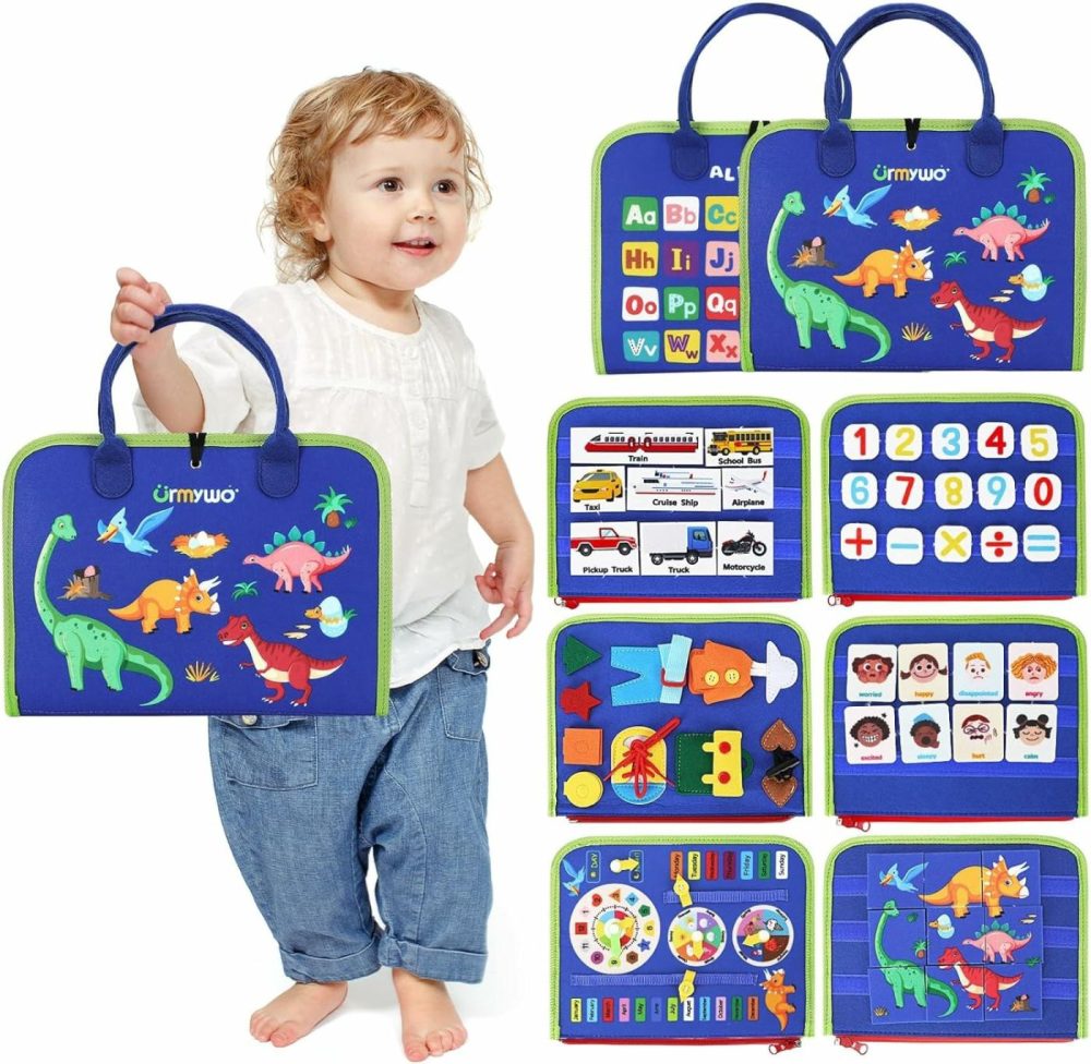 Busy Board For Toddlers  Montessori Toys Busy Book For 1 2 3 4 Year Old Toddlers Preschool Learning Activities With Alphabet Number  Animal Travel Toys Gifts For Plane Car Motor Skills  |  Sorting & Stacking Toys All Toys Blue-6p