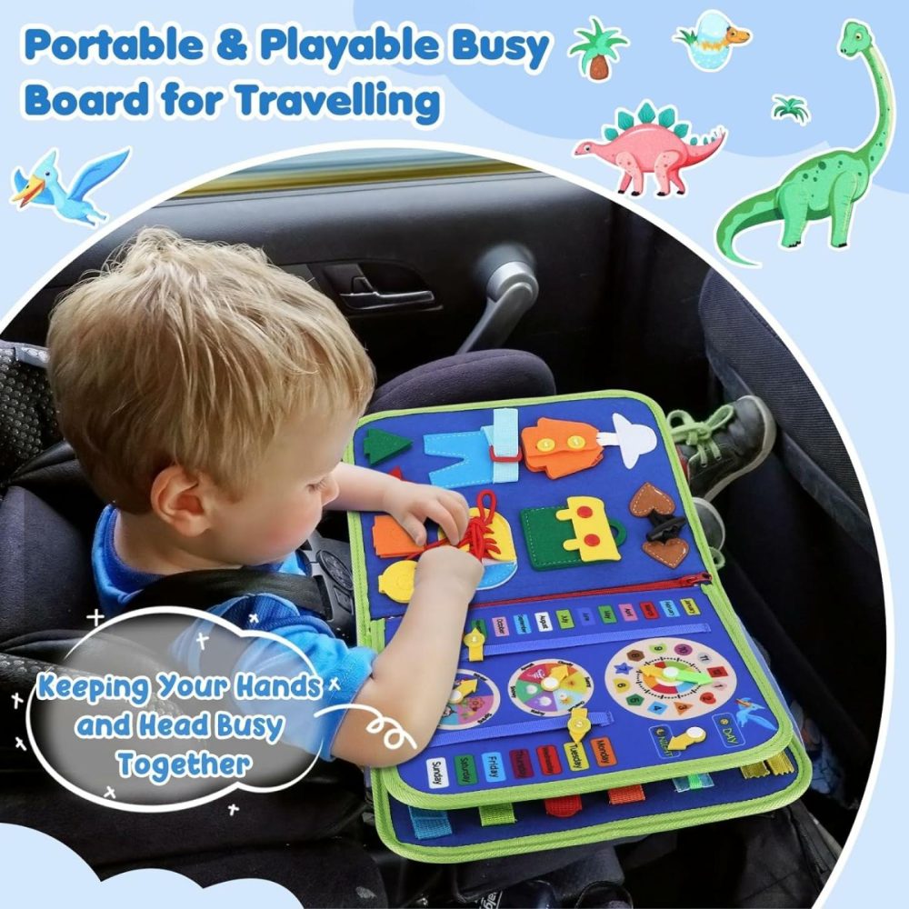 Busy Board For Toddlers  Montessori Toys Busy Book For 1 2 3 4 Year Old Toddlers Preschool Learning Activities With Alphabet Number  Animal Travel Toys Gifts For Plane Car Motor Skills  |  Sorting & Stacking Toys All Toys Blue-6p