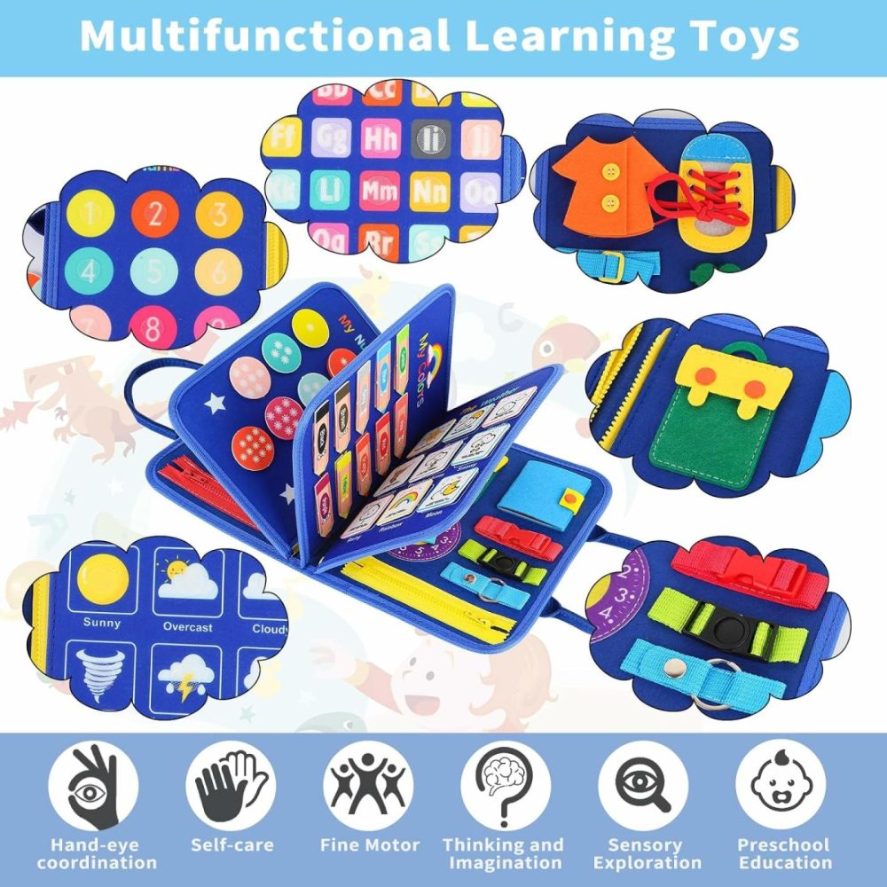 Busy Board For Toddlers Montessori Toys For 2 Years Old Girl Birthday Gift  7 In 1 Preschool Learning Activities Toddler Travel Toys (B-Spaceman-  8 Pages)  |  Sorting & Stacking Toys All Toys Sorting & Stacking Toys