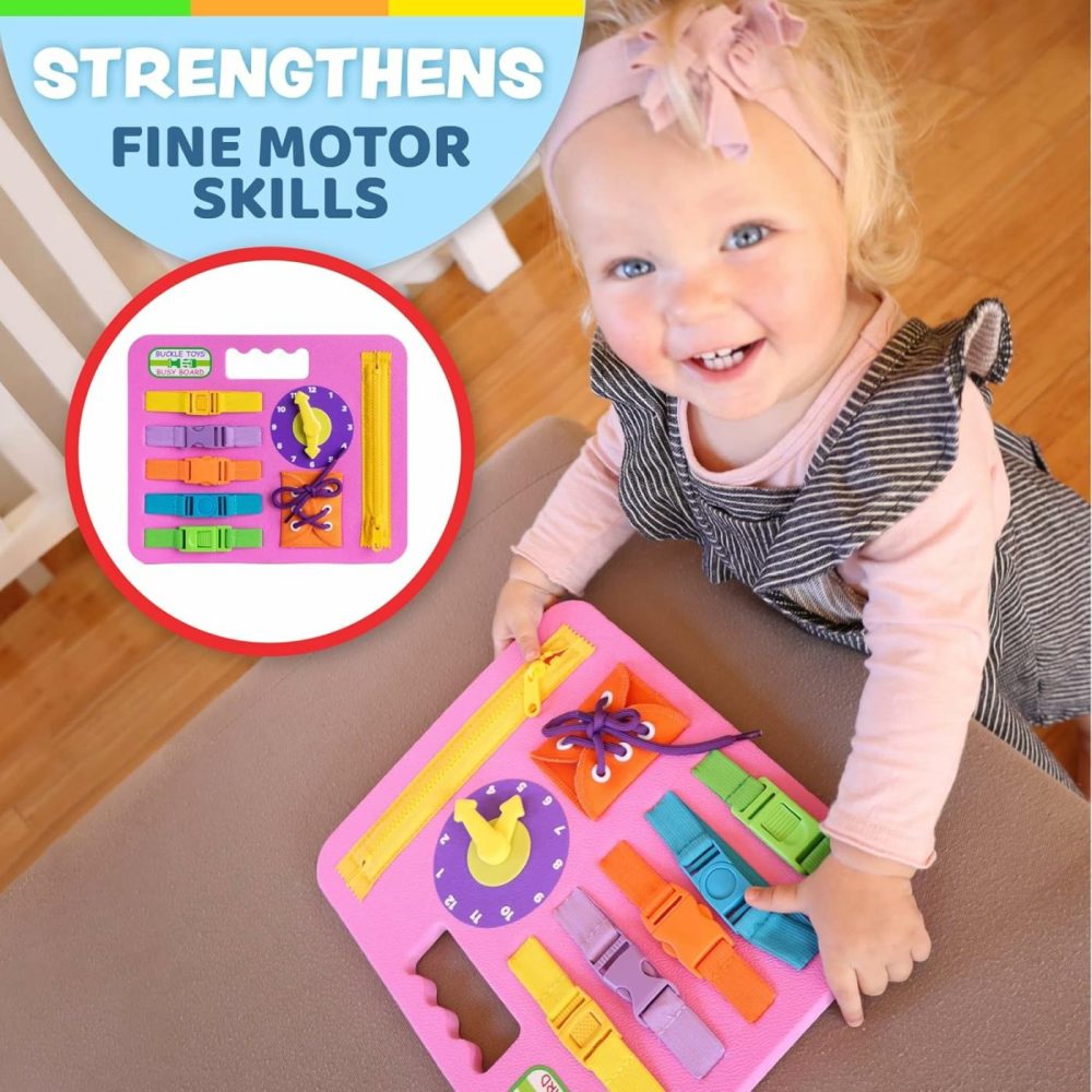 Busy Board – Montessori Learning Toy For Toddlers – Foam Sensory Board – Develop Fine Motor Skills – Pink  |  Car Seat & Stroller Toys All Toys Car Seat & Stroller Toys