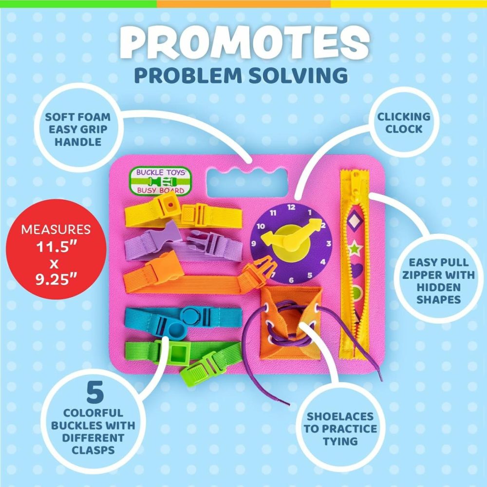 Busy Board – Montessori Learning Toy For Toddlers – Foam Sensory Board – Develop Fine Motor Skills – Pink  |  Car Seat & Stroller Toys All Toys Car Seat & Stroller Toys