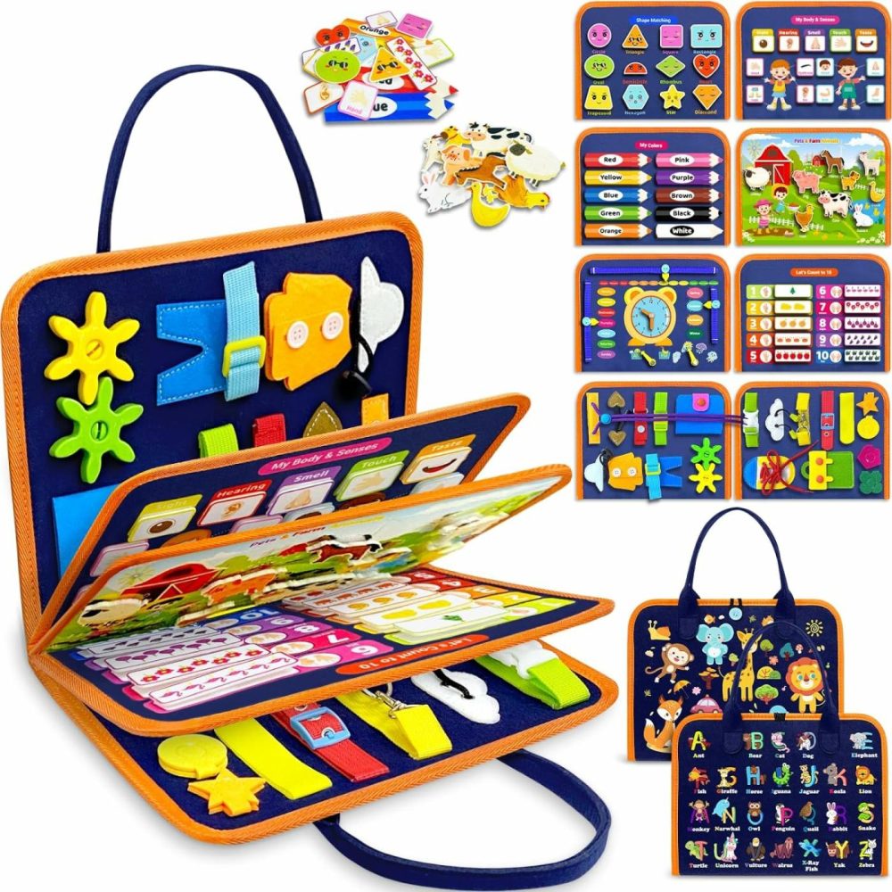 Busy Board Montessori Toys For 1 2 3 4 Year Old Boy & Girl Birthday Gifts  Busy Book For Toddlers 1-3  Sensory Educational Travel Toys  Toddler Activities For Learning Fine Motor Skills  |  Sorting & Stacking Toys All Toys Sorting & Stacking Toys