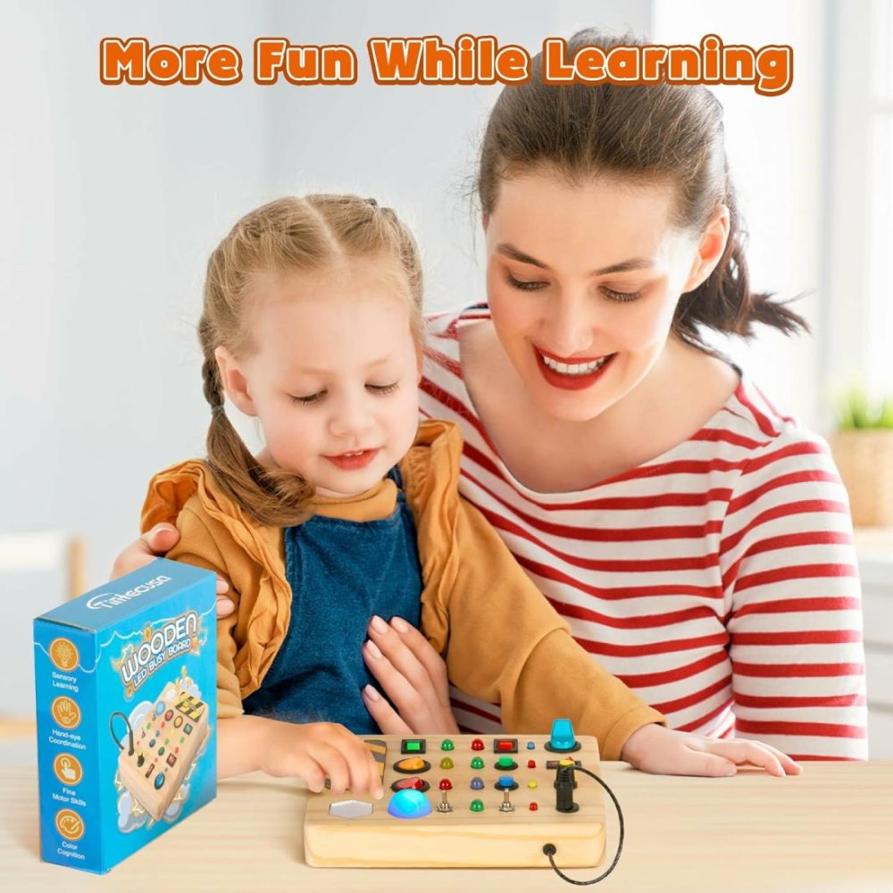 Busy Board Montessori Toys For Toddler  Wooden Sensory Board Switch Toy With Shape Sorter Led Light Up Toys Educational Plane Travel Activity For 1-6 Year Old Girls & Boys  |  Sorting & Stacking Toys All Toys Sorting & Stacking Toys