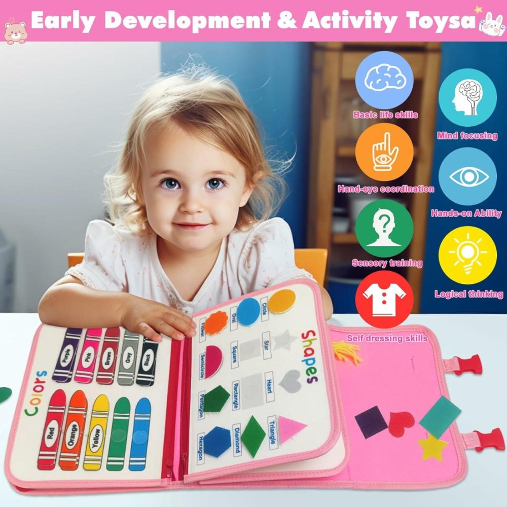 Busy Board Montessori Toys For Toddlers 1 2 3 4 Year Old  Educational Activity Sensory Board Preschool Learning Fine Motor Skills Toys  Busy Book Backpack Travel Toys For Plane Car  |  Sorting & Stacking Toys All Toys Sorting & Stacking Toys