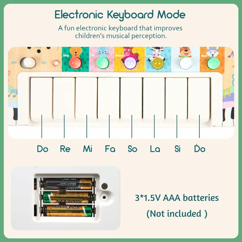 Busy Board Toys For Toddlers  Montessori Toys With 6 Led Light Switch For 1 Year Old  Wooden Piano Busy Board For Toddlers 1-3  Educational Activity Toys & Gifts For 1 2 3 Year Old (Busy Board)  |  Electronic Early Development Toys All Toys Busy Board