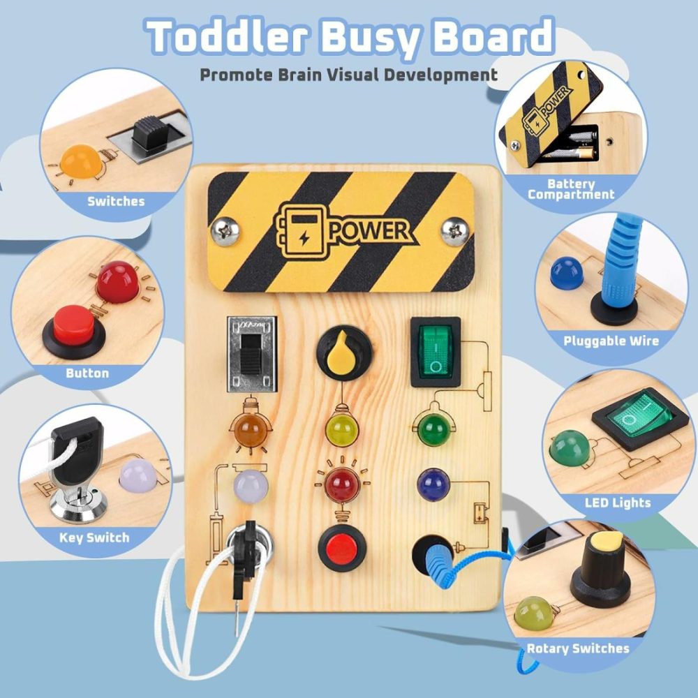 Busy Board With Led Light,Montessori Toys For 1 2 3 Year Old,Baby Sensory Toy,Road Trip&Airplane Travel Essentials,Toddler Car Activities,Christmas&Birthday Gift For Boy&Girls  |  Electronic Early Development Toys All Toys Electronic Early Development Toys