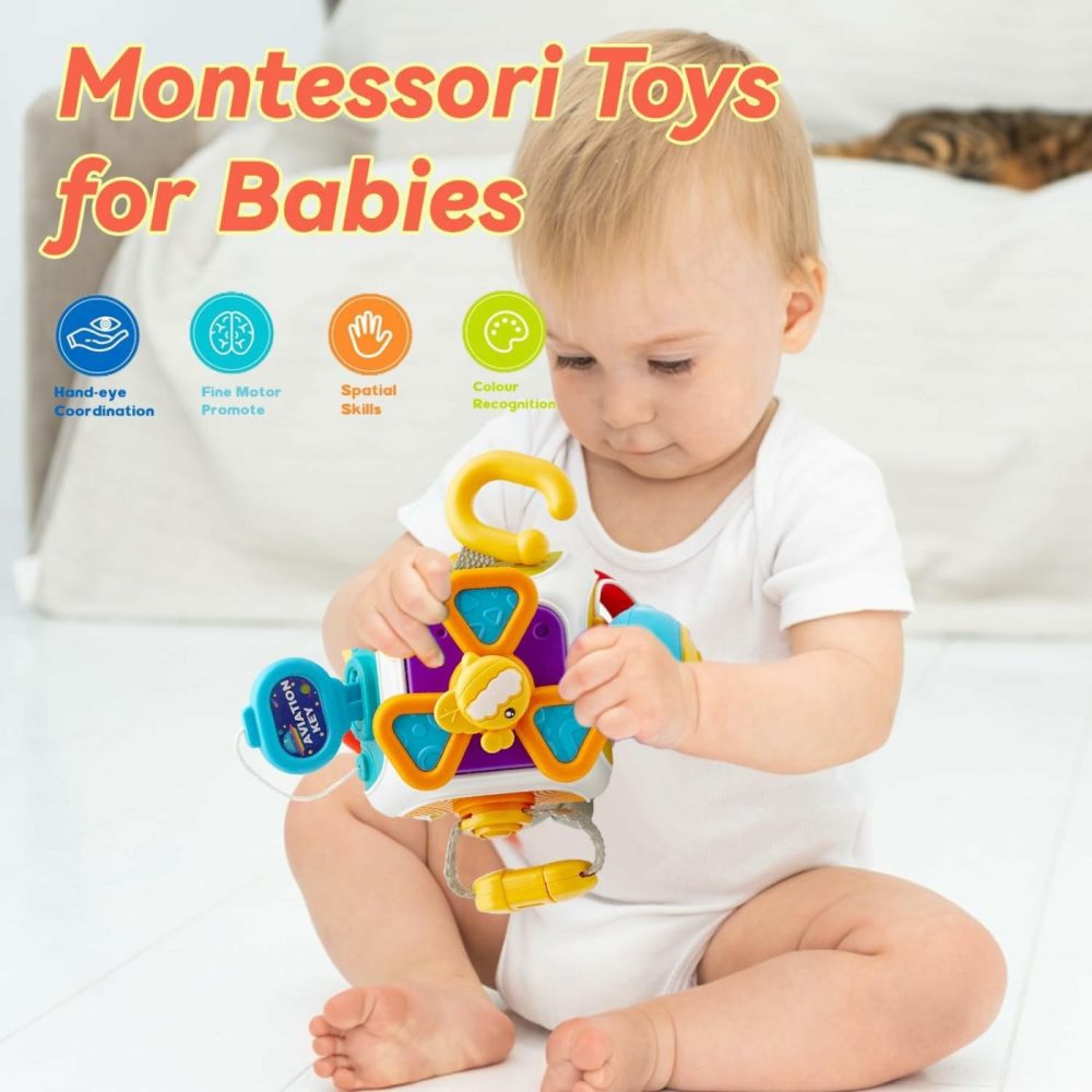 Busy Cube For Toddlers 2-3  Montessori Sensory Activities Busy Board Baby Gifts Infant Boys Girls Travel Toys Educational Learning (10 In 1)  |  Activity Cubes Activity Cubes 10 in 1