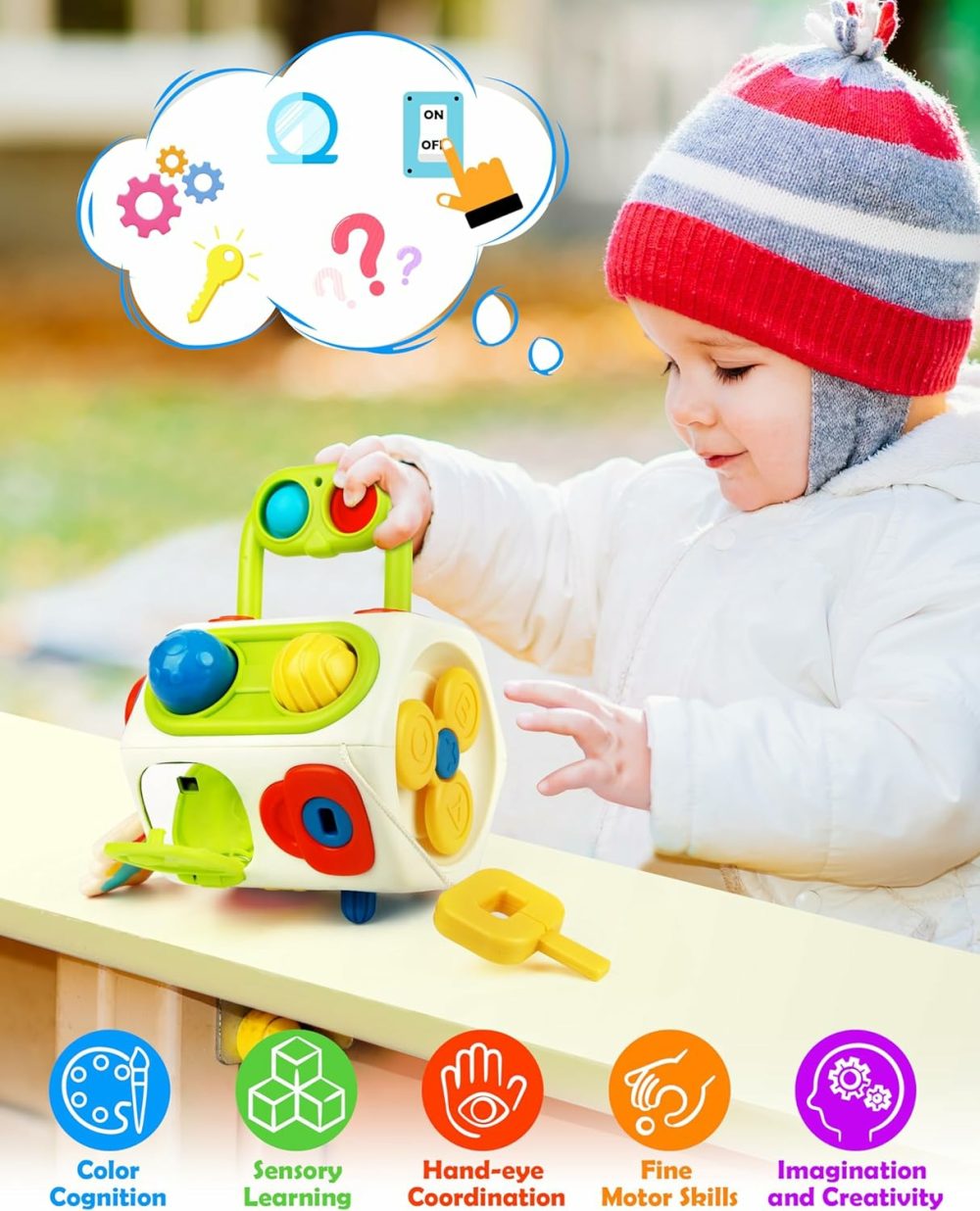 Busy Cube For Toddlers Kids  Montessori Sensory Activities Busy Board  10 In 1 Fidget Cube Autism Learning Travel Toys  Baby Gifts For Christmas  |  Activity Centers Activity Centers Activity Centers