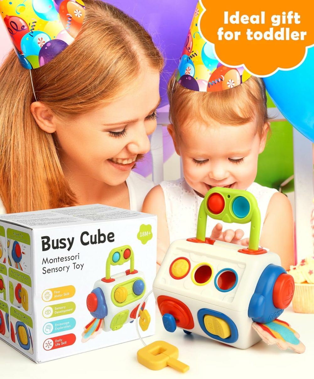 Busy Cube For Toddlers Kids  Montessori Sensory Activities Busy Board  10 In 1 Fidget Cube Autism Learning Travel Toys  Baby Gifts For Christmas  |  Activity Centers Activity Centers Activity Centers