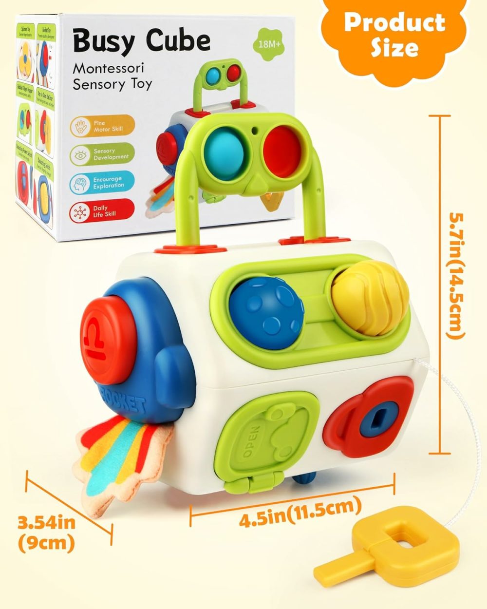 Busy Cube For Toddlers Kids  Montessori Sensory Activities Busy Board  10 In 1 Fidget Cube Autism Learning Travel Toys  Baby Gifts For Christmas  |  Activity Centers Activity Centers Activity Centers