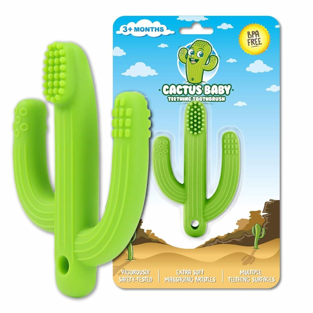 Cactus Baby Teething Toys For Babies 0-6 Months Or 6-12 Months | Self-Soothing Pain Relief Soft Baby Teether Toys For Babies  Toddlers  Infants  Boy Or Girl | Natural Organic Bpa Free  |  Teethers All Toys Lime