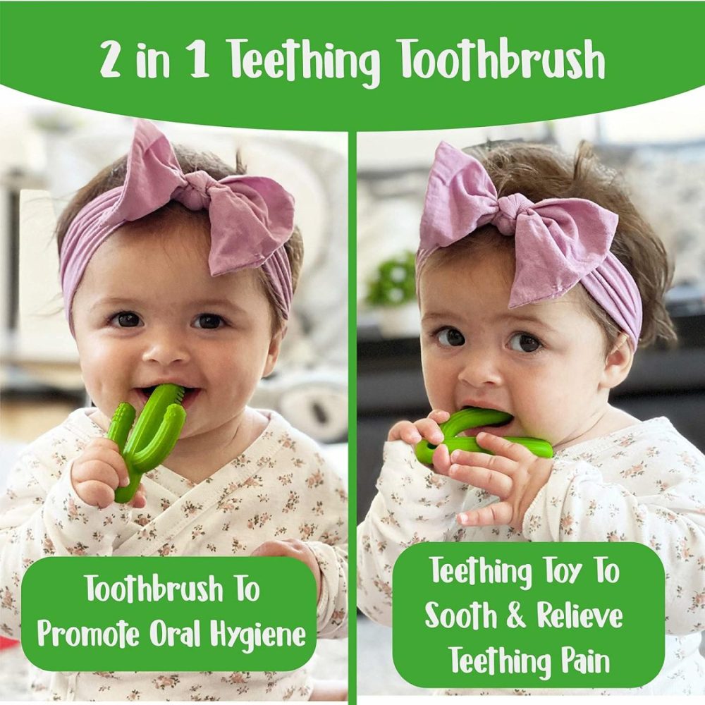 Cactus Baby Teething Toys For Babies 0-6 Months Or 6-12 Months | Self-Soothing Pain Relief Soft Baby Teether Toys For Babies  Toddlers  Infants  Boy Or Girl | Natural Organic Bpa Free  |  Teethers All Toys Lime