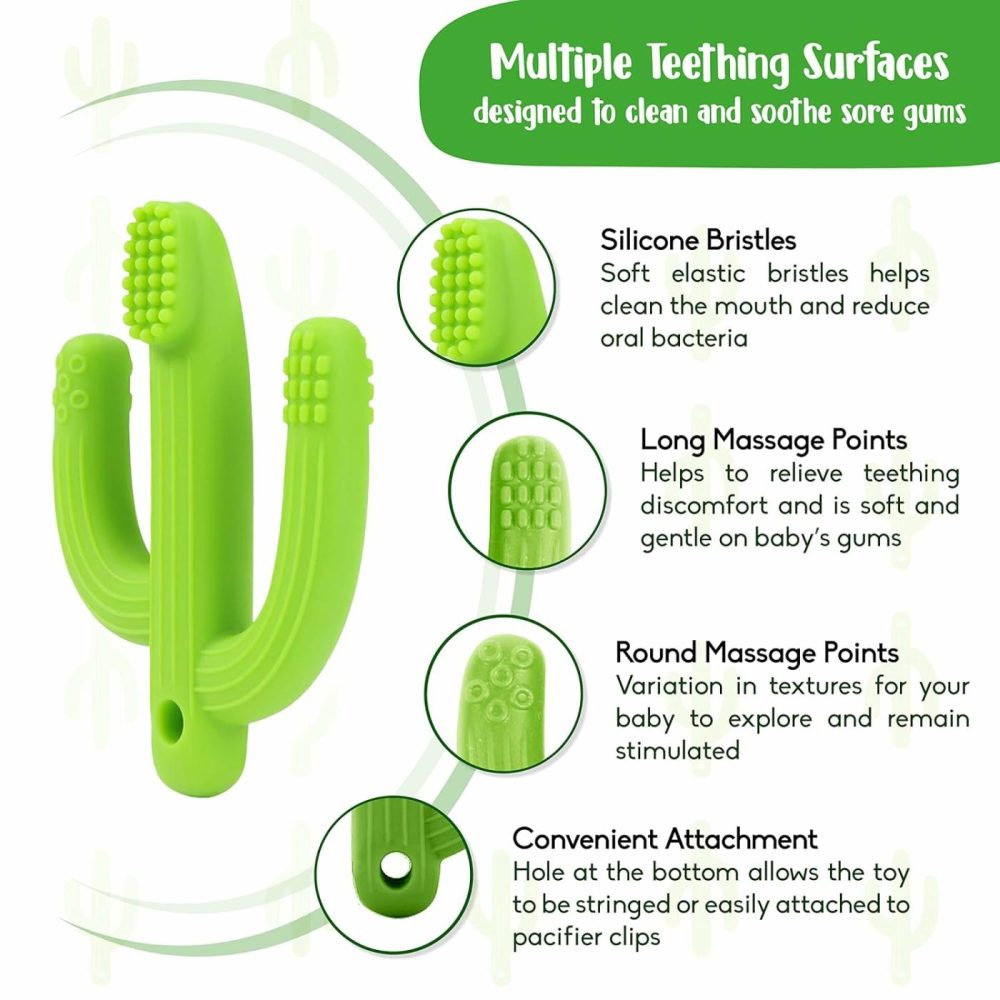 Cactus Baby Teething Toys For Babies 0-6 Months Or 6-12 Months | Self-Soothing Pain Relief Soft Baby Teether Toys For Babies  Toddlers  Infants  Boy Or Girl | Natural Organic Bpa Free  |  Teethers All Toys Lime