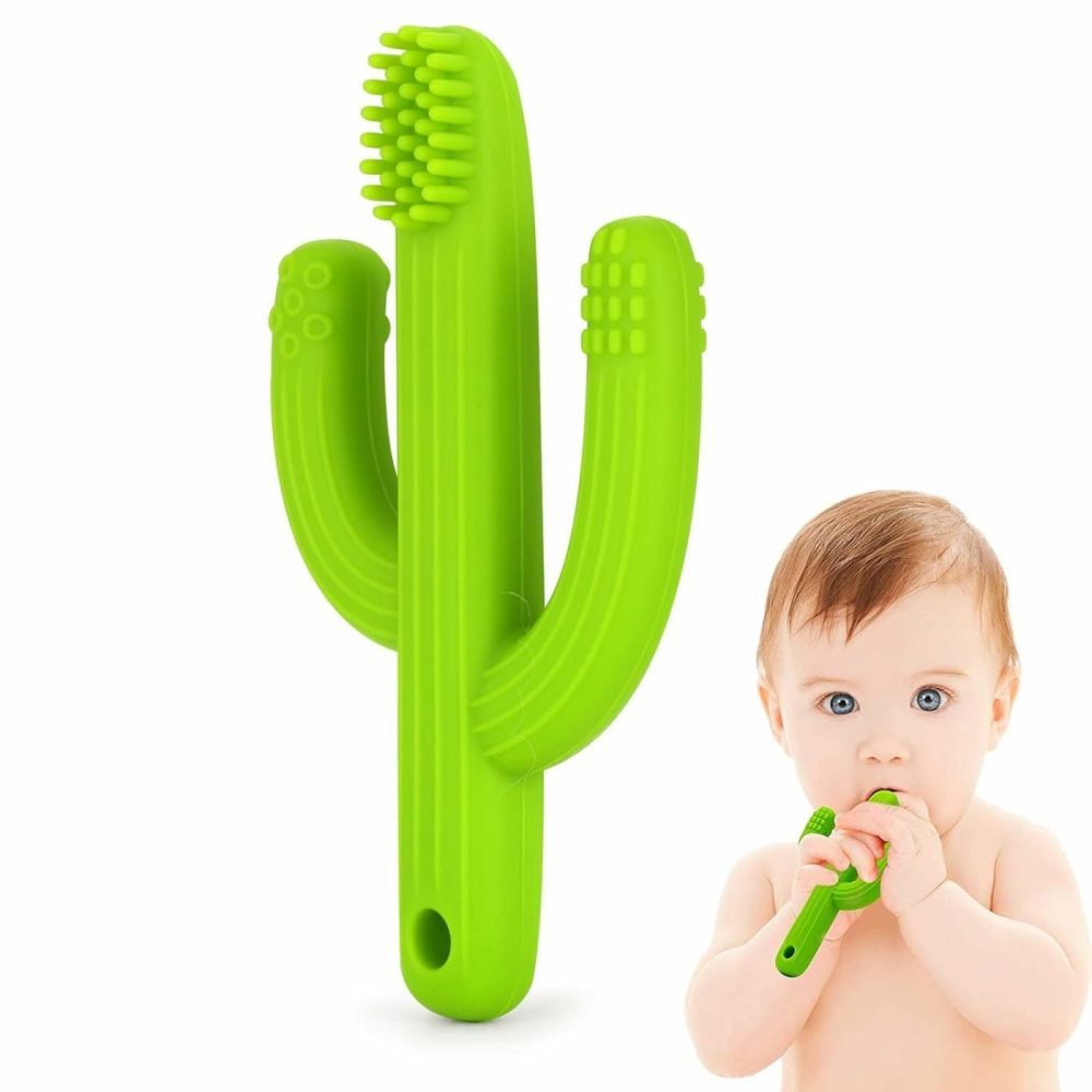 Cactus Teether  Baby Teething Toys For Babies 0-6 Months 6-12 Months  Self-Soothing Pain Relief Soft Baby Toothbrush For Babies  Toddlers  Infants  Boy And Girl  Natural Organic Bpa Free(Green)  |  Teethers All Toys Teethers