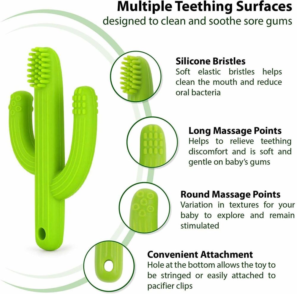 Cactus Teether  Baby Teething Toys For Babies 0-6 Months 6-12 Months  Self-Soothing Pain Relief Soft Baby Toothbrush For Babies  Toddlers  Infants  Boy And Girl  Natural Organic Bpa Free(Green)  |  Teethers All Toys Teethers