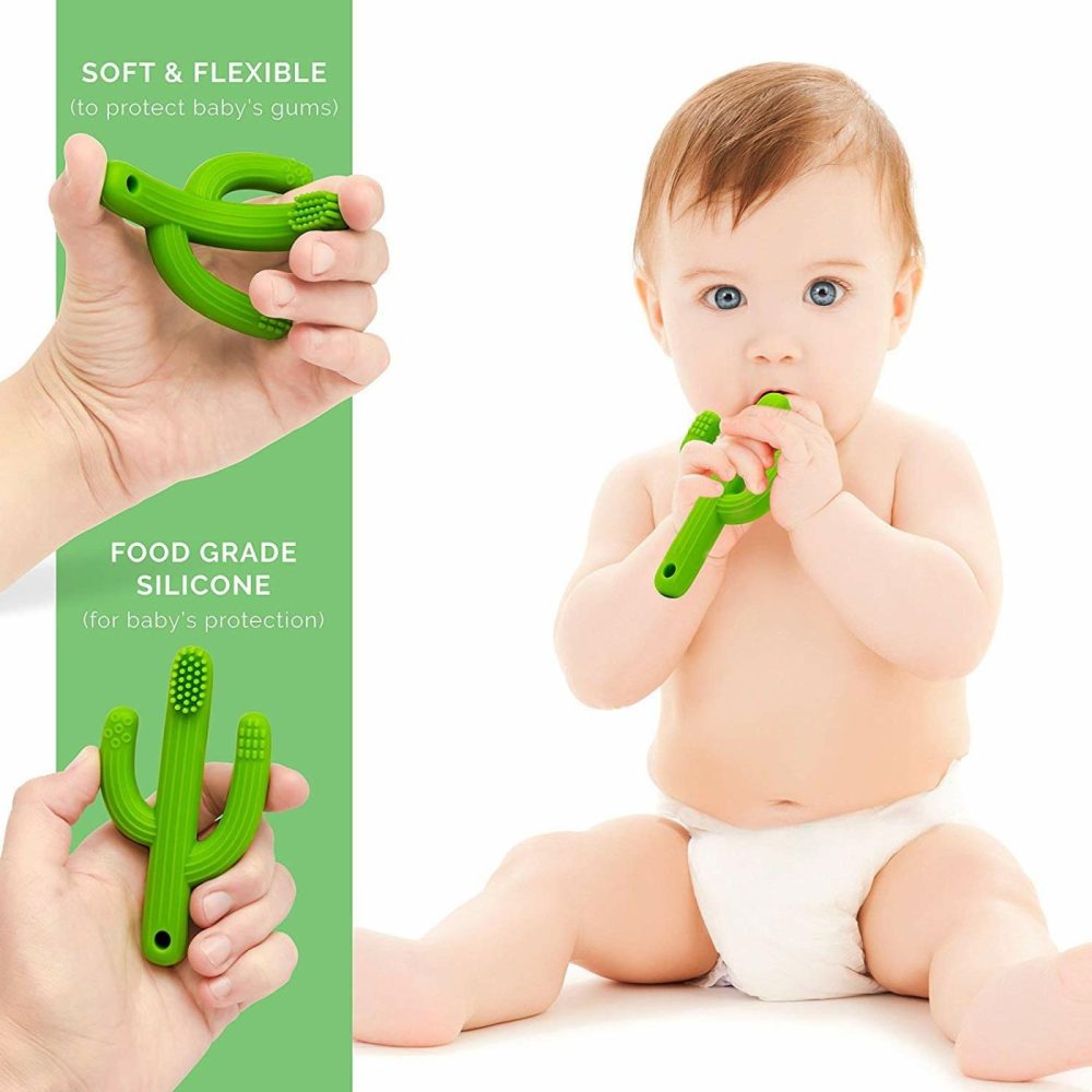 Cactus Teether  Baby Teething Toys For Babies 0-6 Months 6-12 Months  Self-Soothing Pain Relief Soft Baby Toothbrush For Babies  Toddlers  Infants  Boy And Girl  Natural Organic Bpa Free(Green)  |  Teethers All Toys Teethers