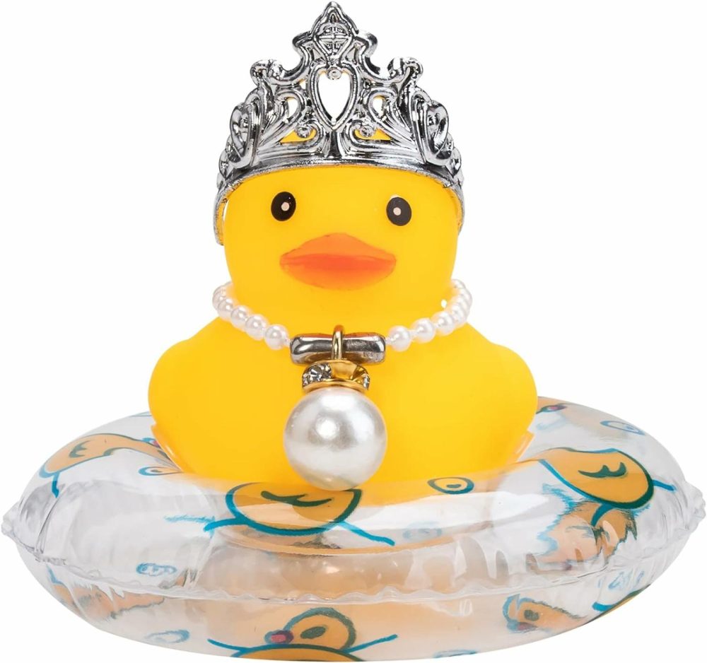 Car Duck Rubber Duck Car Ornaments Duck Car Dashboard Decorations With Mini Crown And Necklace  C-Male Crown  |  Bath Toys All Toys Bath Toys