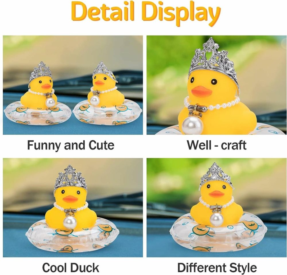 Car Duck Rubber Duck Car Ornaments Duck Car Dashboard Decorations With Mini Crown And Necklace  C-Male Crown  |  Bath Toys All Toys Bath Toys