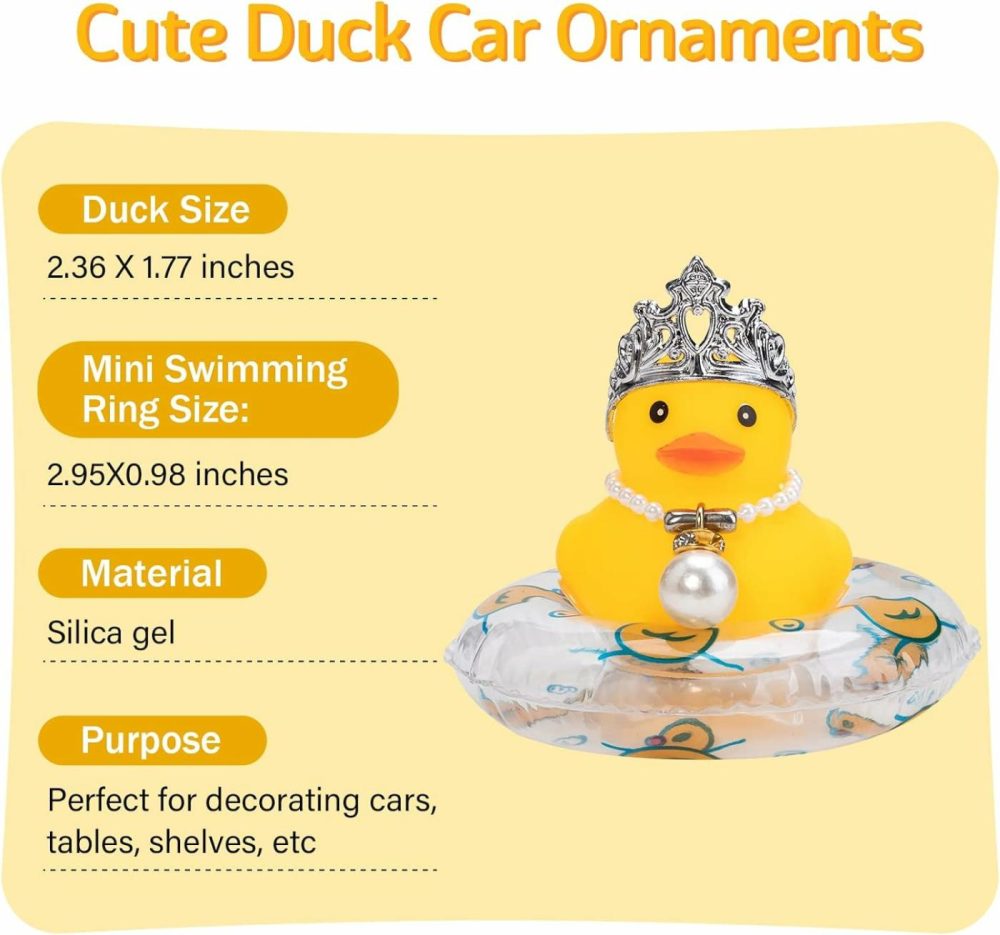 Car Duck Rubber Duck Car Ornaments Duck Car Dashboard Decorations With Mini Crown And Necklace  C-Male Crown  |  Bath Toys All Toys Bath Toys