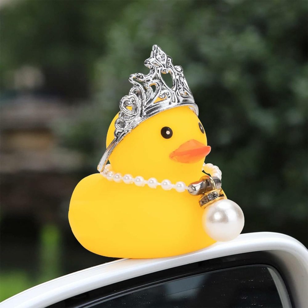 Car Duck Rubber Duck Car Ornaments Duck Car Dashboard Decorations With Mini Crown And Necklace  C-Male Crown  |  Bath Toys All Toys Bath Toys