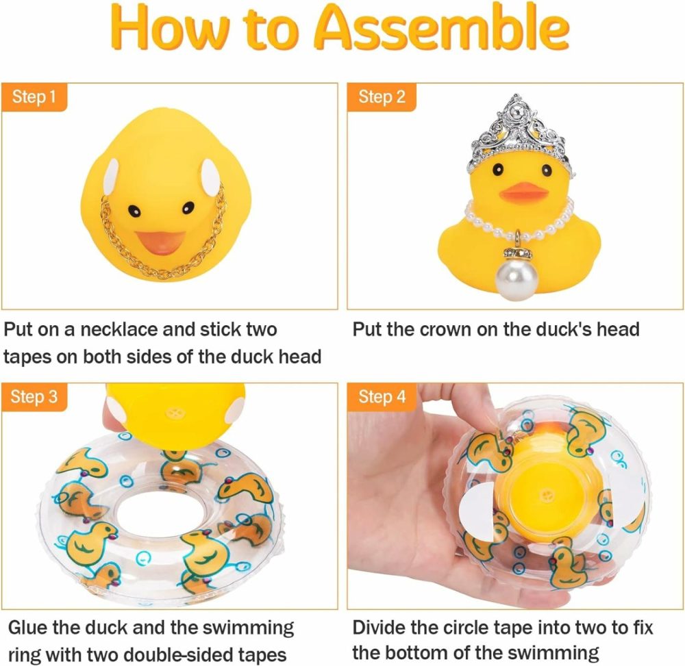 Car Duck Rubber Duck Car Ornaments Duck Car Dashboard Decorations With Mini Crown And Necklace  C-Male Crown  |  Bath Toys All Toys Bath Toys