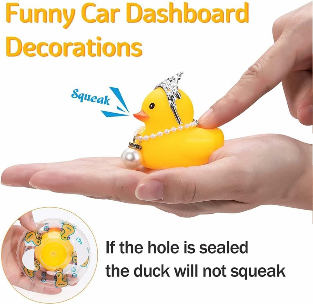 Car Duck Rubber Duck Car Ornaments Duck Car Dashboard Decorations With Mini Crown And Necklace  C-Male Crown  |  Bath Toys All Toys Bath Toys