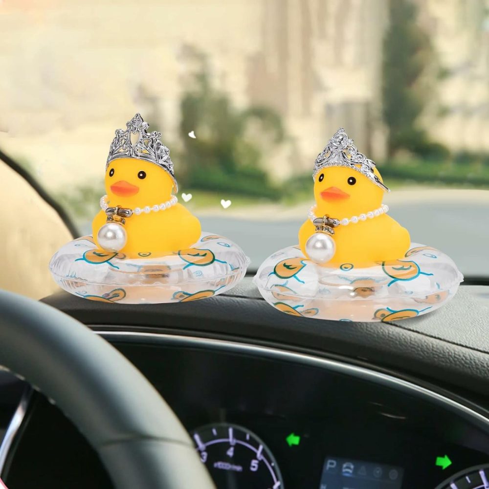 Car Duck Rubber Duck Car Ornaments Duck Car Dashboard Decorations With Mini Crown And Necklace  C-Male Crown  |  Bath Toys All Toys Bath Toys