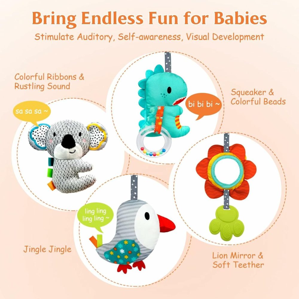 Car Seat Toys Baby Toys 0-3 Months Developmental  Stroller Toys Infant Toys 0-6 Months Newborn Toys  Carseat Toys For Infants 0-12 Months With Dinosaur  Lion Mirror  Teether  |  Car Seat & Stroller Toys All Toys Car Seat & Stroller Toys