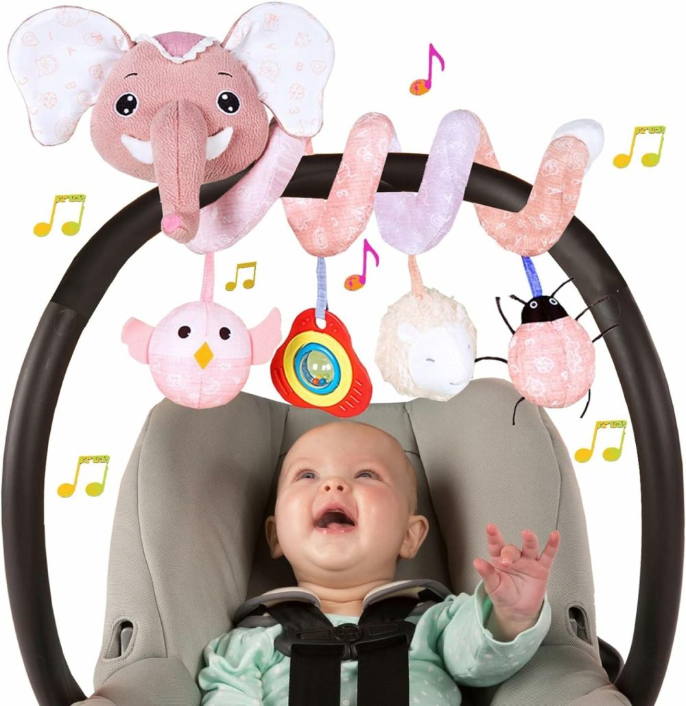 Car Seat Toys For Babies 0-6 Months  Infant Spiral Activity Toys Baby Gril Car Seat Toys 6-12 Months Hanging Stroller Toys For Baby Girls 0-6 Months With Musical Owl Rattle Sheep – Pink Elephant  |  Car Seat & Stroller Toys All Toys Car Seat & Stroller Toys