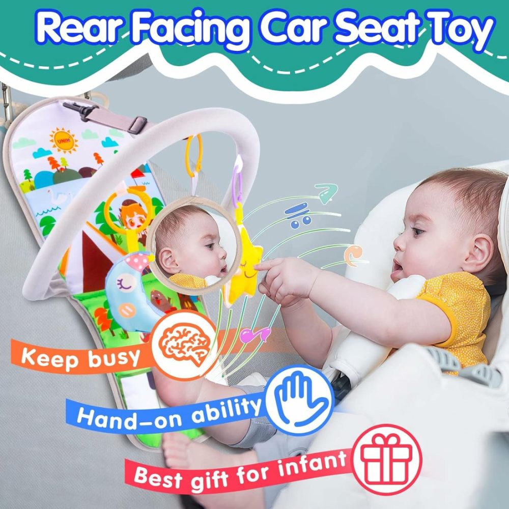 Car Seat Toys For Baby Infant 6 Months And Up  Adjustable With Baby Mirror And Hanging Squeaky Sensory Soft Toys 6 To 12 Months (With Music)  |  Car Seat & Stroller Toys All Toys Car Seat & Stroller Toys