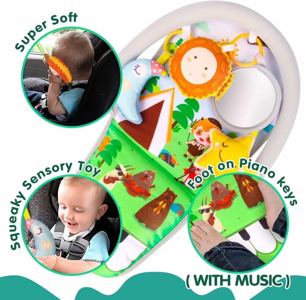 Car Seat Toys For Baby Infant 6 Months And Up  Adjustable With Baby Mirror And Hanging Squeaky Sensory Soft Toys 6 To 12 Months (With Music)  |  Car Seat & Stroller Toys All Toys Car Seat & Stroller Toys