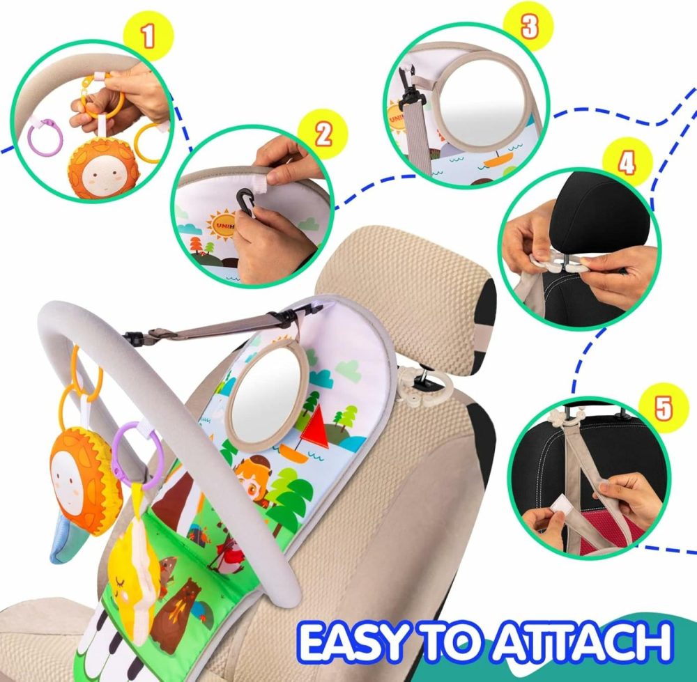 Car Seat Toys For Baby Infant 6 Months And Up  Adjustable With Baby Mirror And Hanging Squeaky Sensory Soft Toys 6 To 12 Months (With Music)  |  Car Seat & Stroller Toys All Toys Car Seat & Stroller Toys