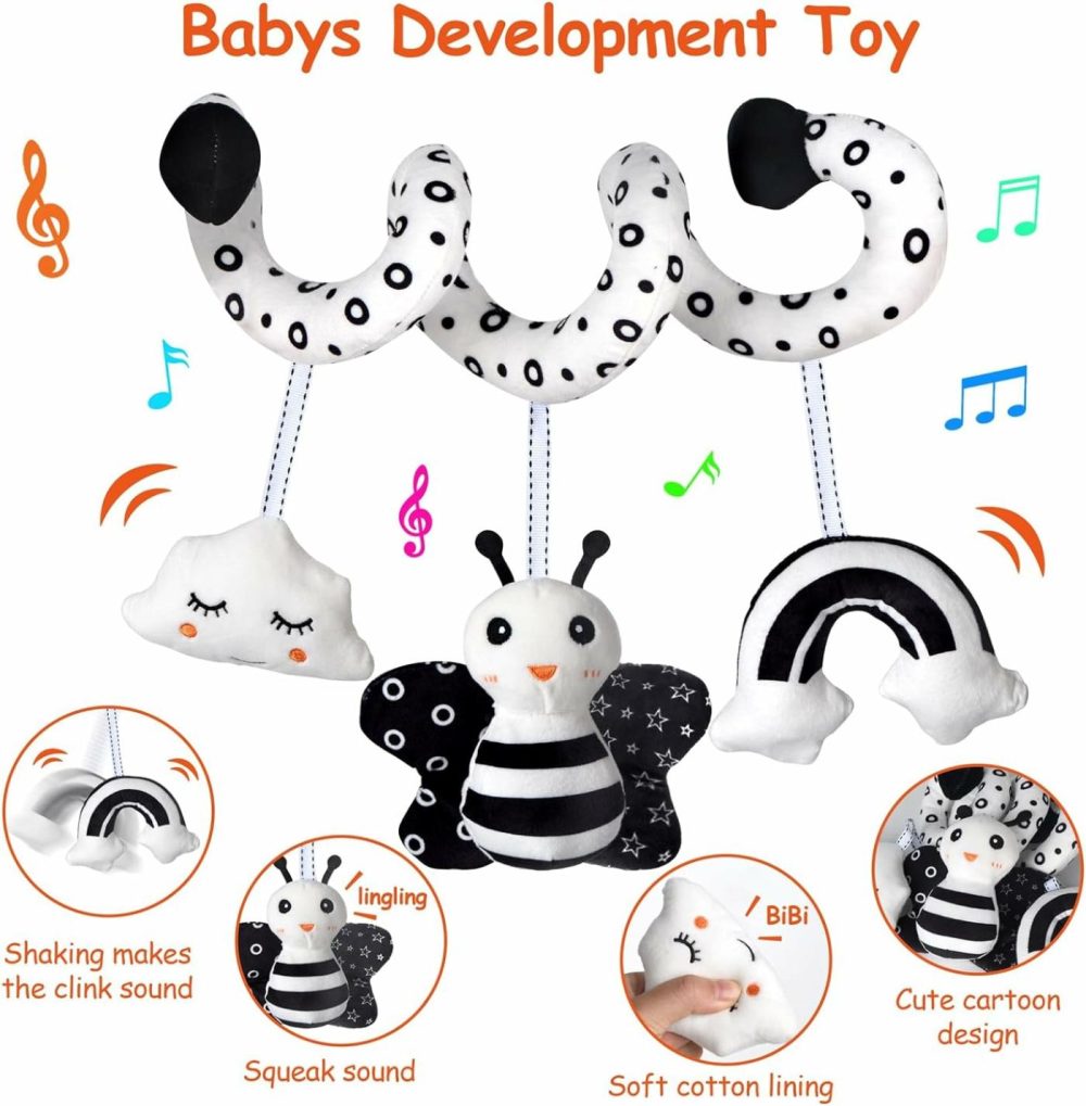 Car Seat Toys  Infant Baby Spiral Activity Hanging Toys Stroller Toys For Car Seat Stroller Bar Crib Bassinet Mobile With Bb Squeaker And Rattles (Bee)  |  Car Seat & Stroller Toys All Toys Car Seat & Stroller Toys