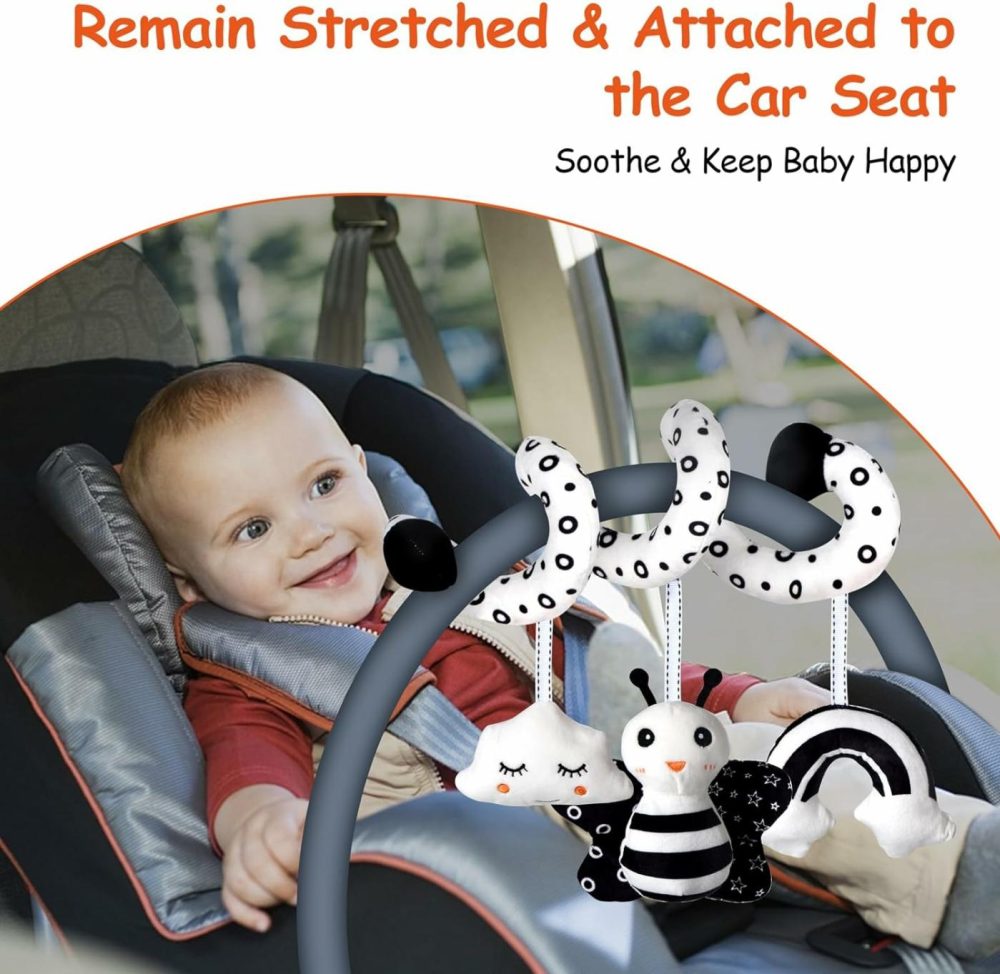 Car Seat Toys  Infant Baby Spiral Activity Hanging Toys Stroller Toys For Car Seat Stroller Bar Crib Bassinet Mobile With Bb Squeaker And Rattles (Bee)  |  Car Seat & Stroller Toys All Toys Car Seat & Stroller Toys