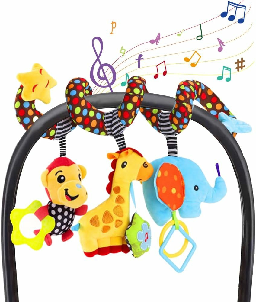 Car Seat Toys  Stroller Toy Baby Spiral Hanging Toys For Sensory Exploration  0-12 Months Newborn Toys For Car Seat Stroller Crib Bassinet Mobile With Music Box Bb Squeaker Rattles  |  Car Seat & Stroller Toys All Toys Baby Toys