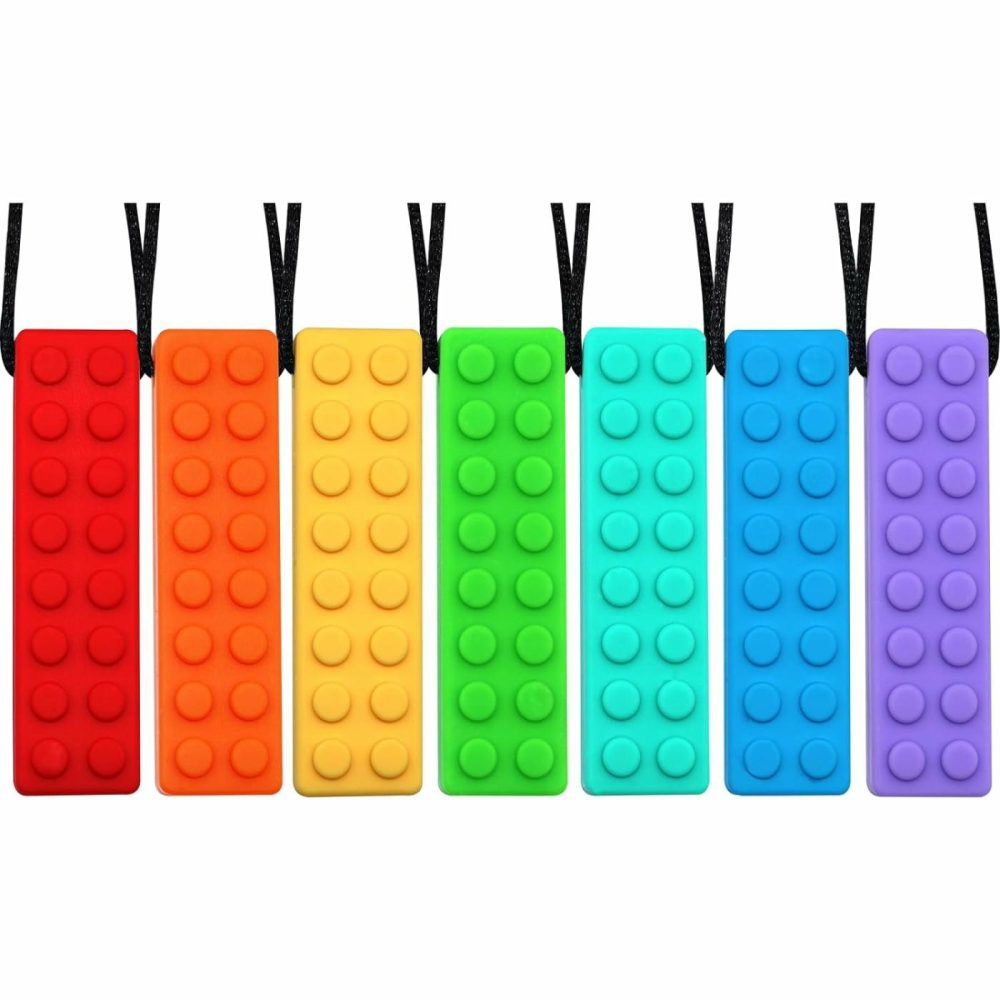 Chew Necklaces For Sensory Kids  Chewy Necklace Bundle For Boys Girls And Adults With Autism  Adhd  Spd  Silicone Chewable Sensory Oral Motor Teether Toys For Biting  Teething Anxiety Needs 7 Pack  |  Teethers All Toys Rainbow