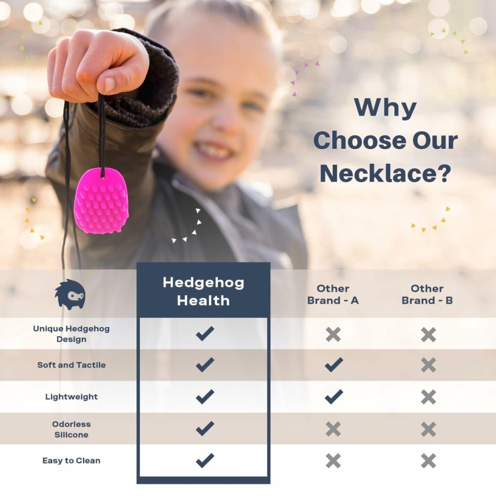 Chewy Necklace By Hedgehog – Chew Necklaces For Sensory Kids  Perfect Teething Toys: Soft And Smooth Food-Grade Silicone For Teething Relief – Perfect For Stimulation Comfort Chew Necklace For Kids  |  Teethers All Toys Teethers