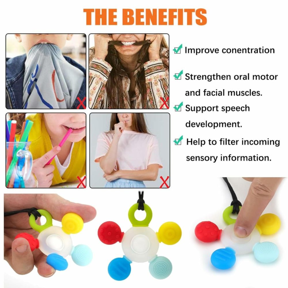 Chewy Necklaces For Sensory Kids  Seeway Silicone Chew Toys For Kids With Adhd Autism  Anxiety  Oral Motor  Reduce Adults Children Chewing Fidgeting  |  Teethers All Toys Teethers