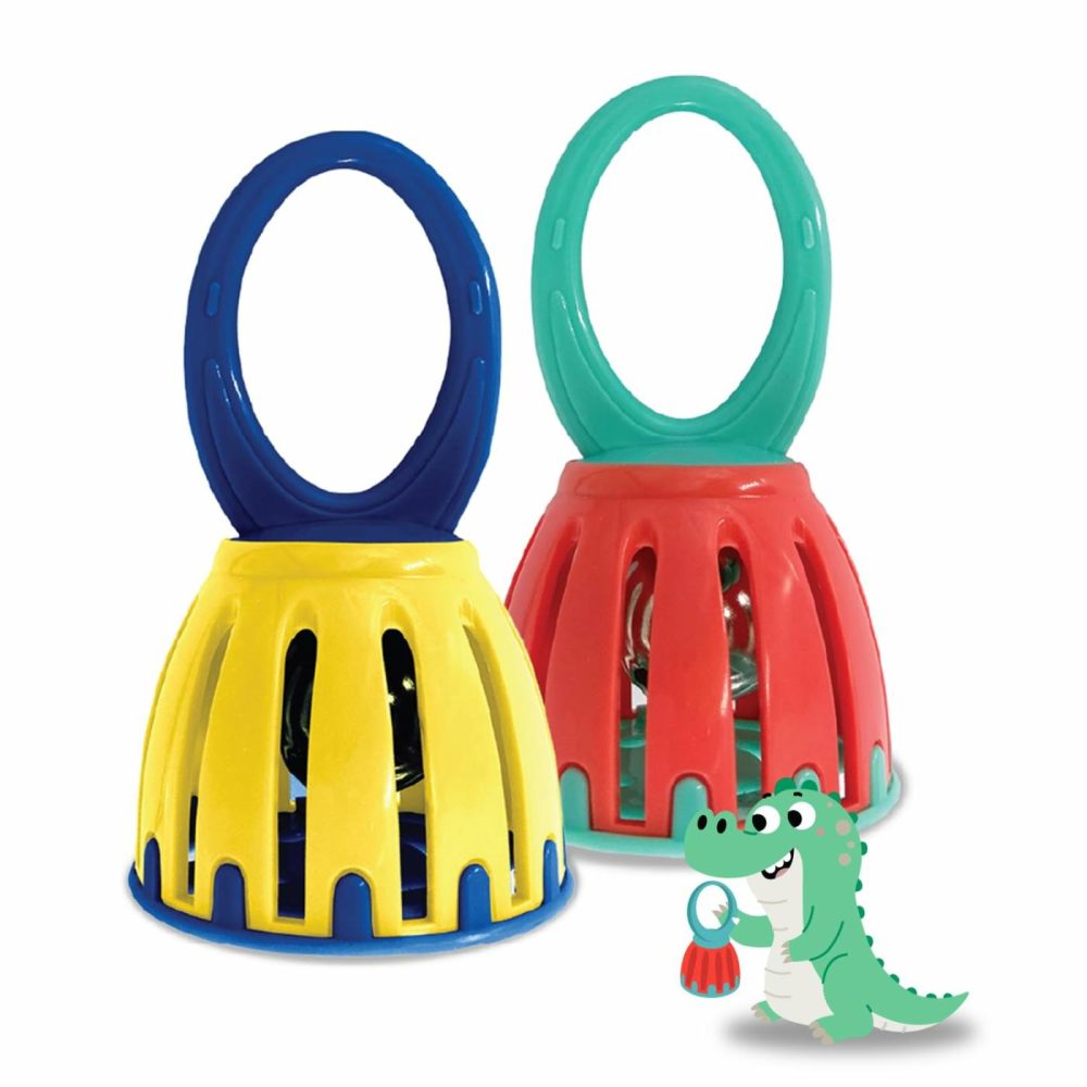 Classic Bell For Baby – Set Of 2 Vibrant Primary Colors Jingle Bells Baby Toy – Hand Bell Shaker And Rattle Musical Instrument For Sensory Development With Soothing Sound For 3 Months And Up  |  Rattles & Plush Rings All Toys Classic Bell Primary Colors