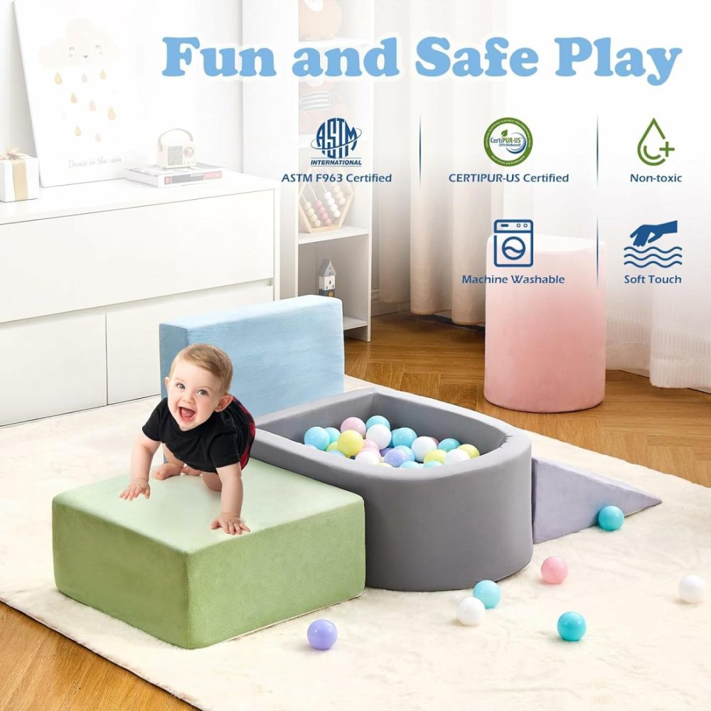 Climbing Toys For Toddlers 1-3  Foam Climbing Blocks And Ball Pit For Baby  5-Piece Soft Foam Toddlers Climbing Toys,Climbing Crawling Toys Soft Foam Blocks Activity Play Set(Balls Not Included)  |  Indoor Climbers & Play Structures All Toys Indoor Climbers & Play Structures