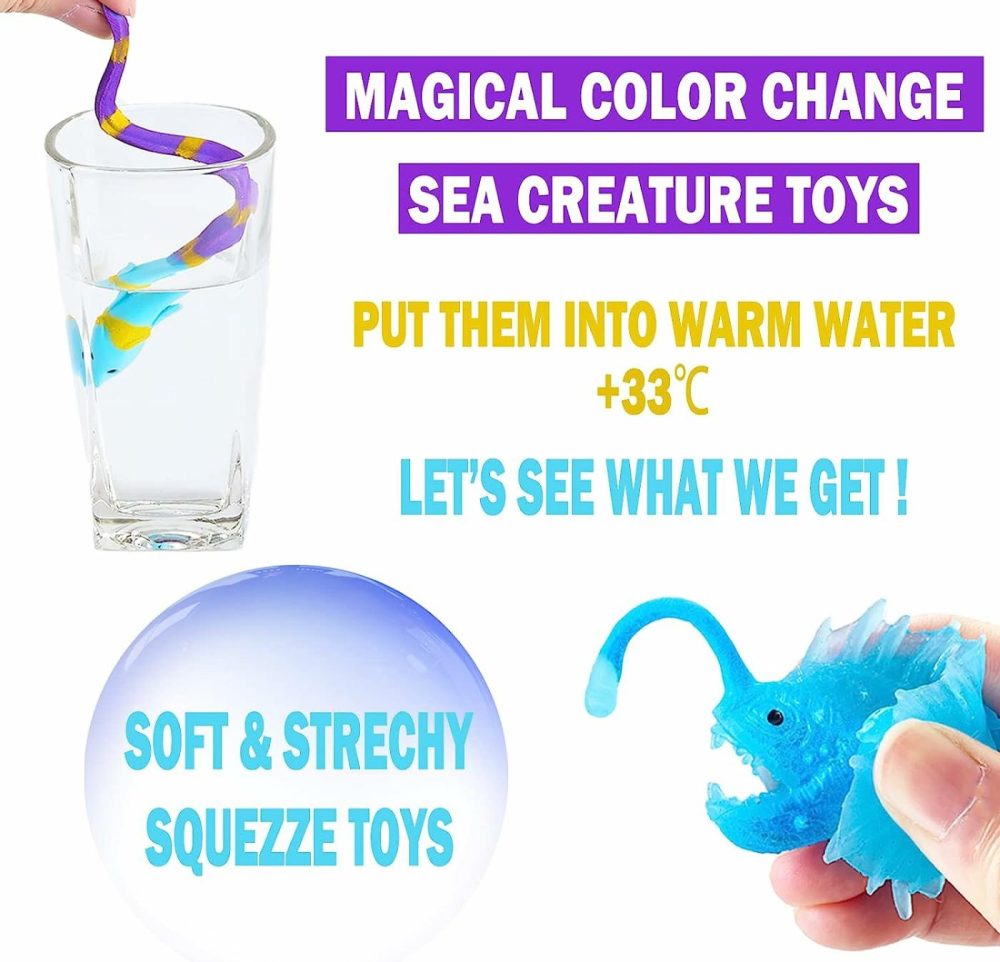 Color Changing Mold Free Bath Toys For Toddlers Kids  Color Change Sea Creatures Ocean Animal Toys & Glow In The Dark Toy With Bath Book(13 Pack)  Water Table Toys Rubber Fish Toys For Kids Bathtub  |  Bath Toys All Toys Bath Toys