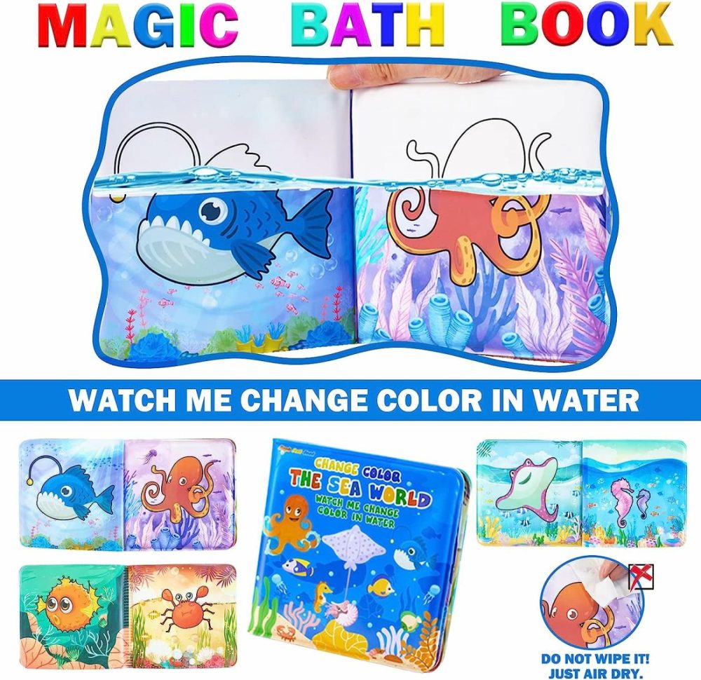 Color Changing Mold Free Bath Toys For Toddlers Kids  Color Change Sea Creatures Ocean Animal Toys & Glow In The Dark Toy With Bath Book(13 Pack)  Water Table Toys Rubber Fish Toys For Kids Bathtub  |  Bath Toys All Toys Bath Toys