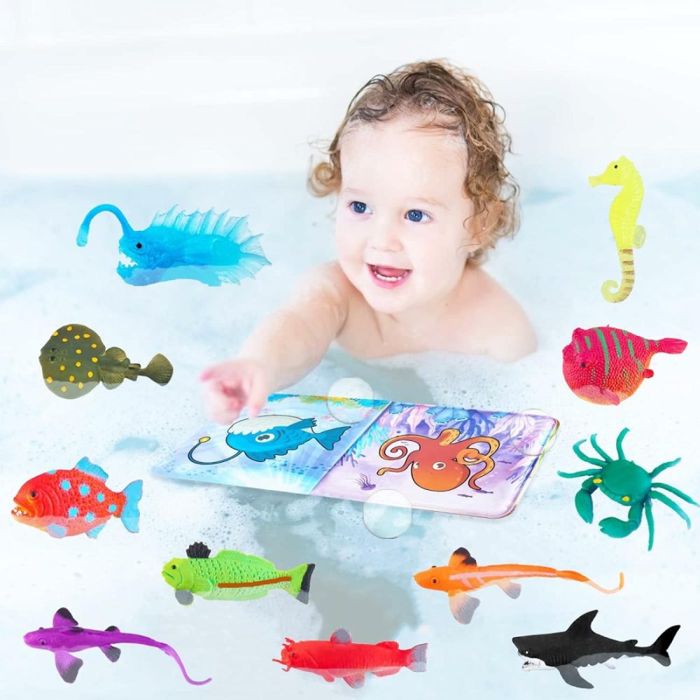 Color Changing Mold Free Bath Toys For Toddlers Kids  Color Change Sea Creatures Ocean Animal Toys & Glow In The Dark Toy With Bath Book(13 Pack)  Water Table Toys Rubber Fish Toys For Kids Bathtub  |  Bath Toys All Toys Bath Toys