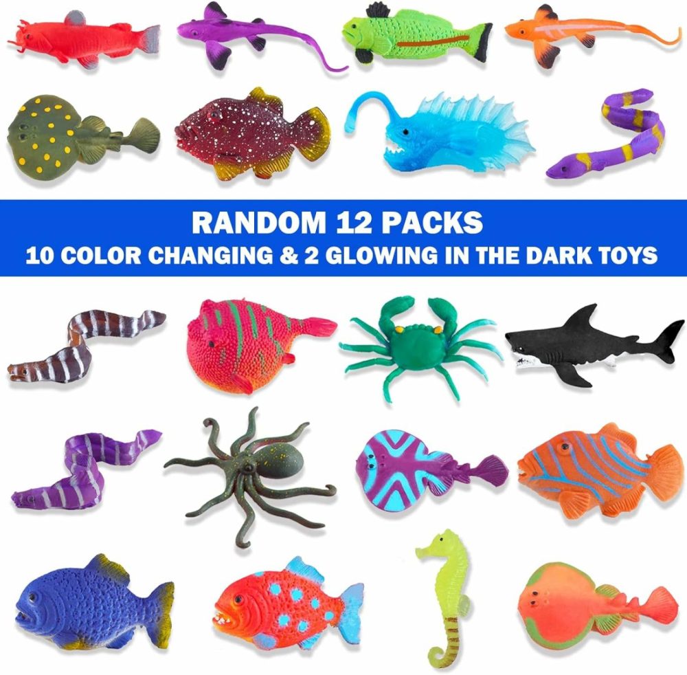 Color Changing Mold Free Bath Toys For Toddlers Kids  Color Change Sea Creatures Ocean Animal Toys & Glow In The Dark Toy With Bath Book(13 Pack)  Water Table Toys Rubber Fish Toys For Kids Bathtub  |  Bath Toys All Toys Bath Toys