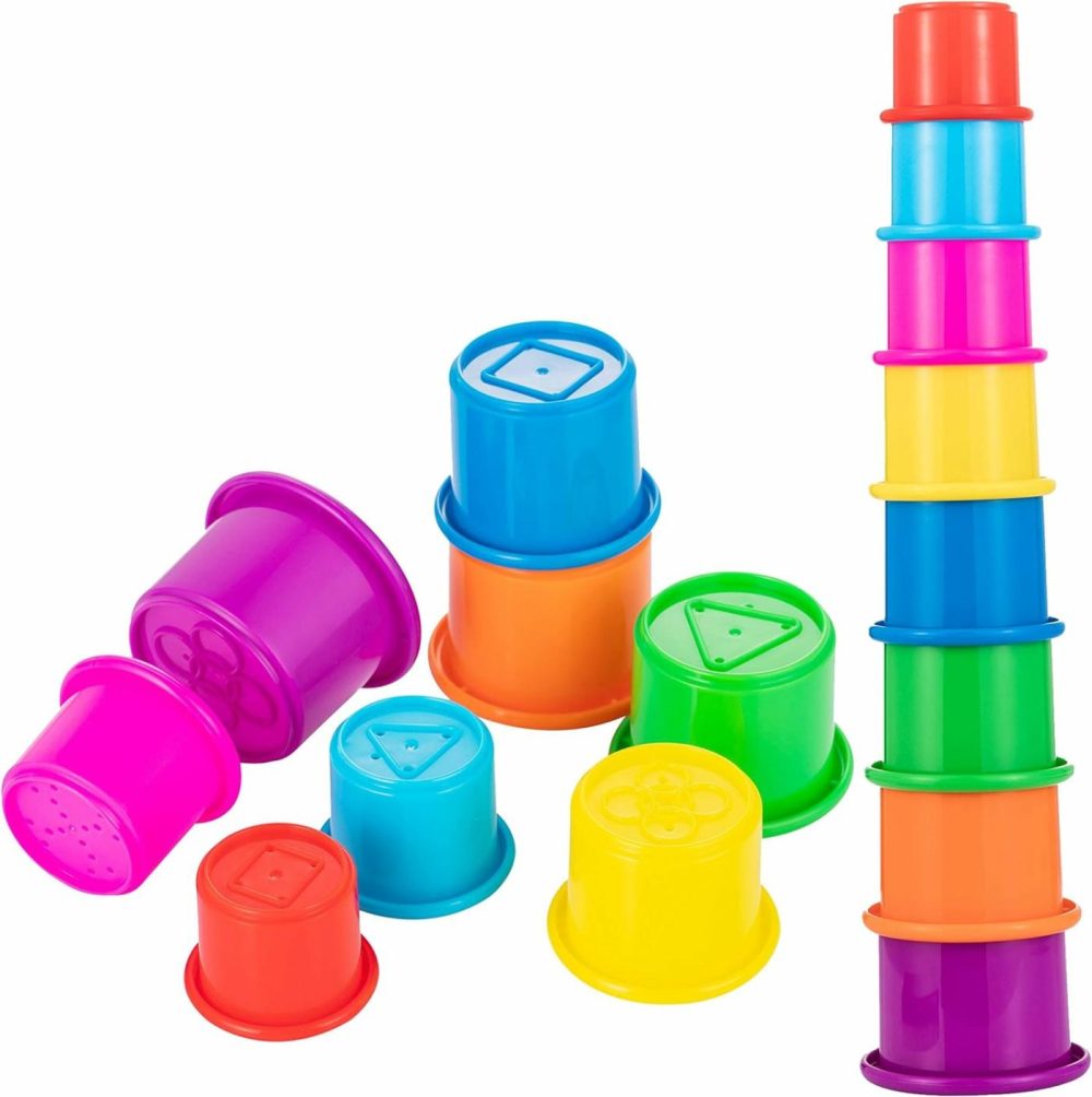 Colorful Stacking & Nesting Cups – 8 Cups Fun Color Learning Toy – Great Bath & Beach Toy For Baby Toddler & Kids – Preschool Game  |  Bath Toys All Toys Bath Toys