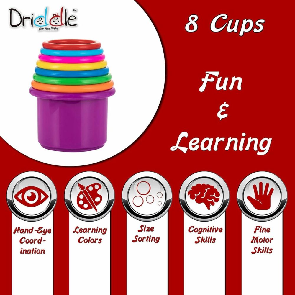 Colorful Stacking & Nesting Cups – 8 Cups Fun Color Learning Toy – Great Bath & Beach Toy For Baby Toddler & Kids – Preschool Game  |  Bath Toys All Toys Bath Toys