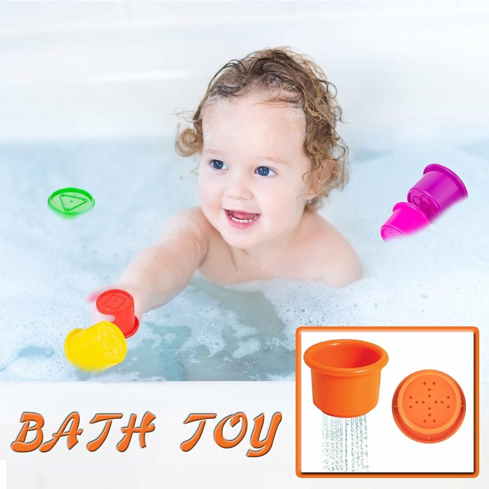 Colorful Stacking & Nesting Cups – 8 Cups Fun Color Learning Toy – Great Bath & Beach Toy For Baby Toddler & Kids – Preschool Game  |  Bath Toys All Toys Bath Toys