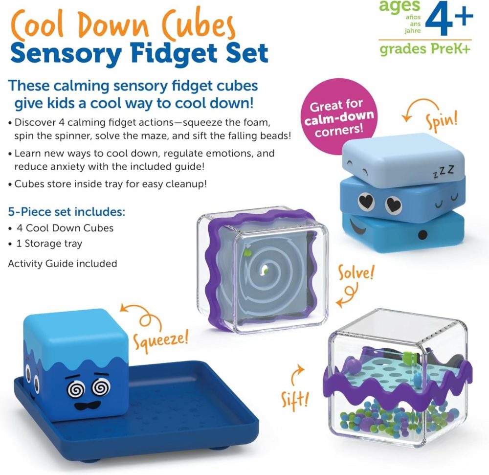 Cool Down Cubes Sensory Fidget Set For Kids Ages 4+  Social Emotional Learning Toys For Kids,Montessori Calming Toys  |  Sorting & Stacking Toys All Toys Sorting & Stacking Toys